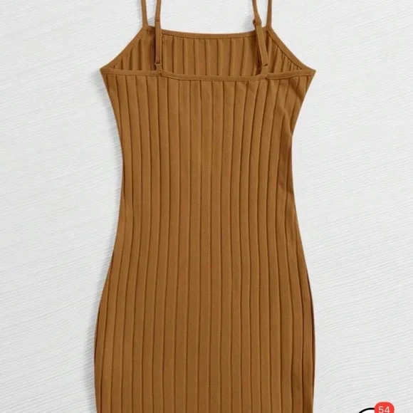 Elegant Tan Sleeveless Dress - Picture 2 of 2